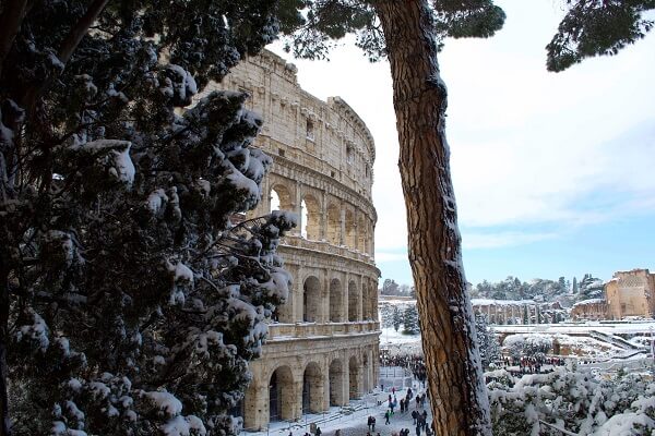 Snow on the Colosseum
